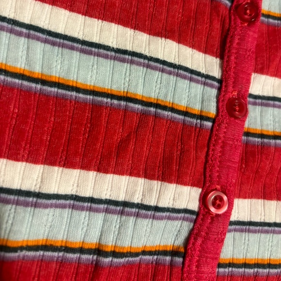 Art Class Girls’ Button Front Short Sleeve Striped Shirt - Red - Picture 3 of 3